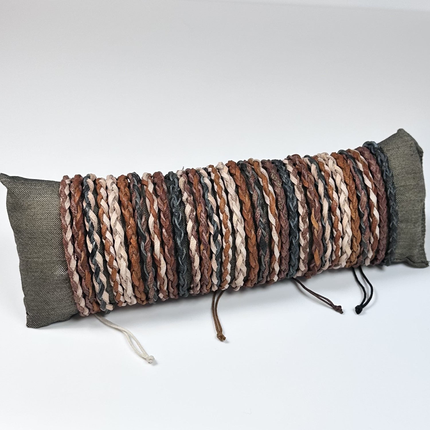 Small Braid Leather Pull Bracelet Assortment 31330