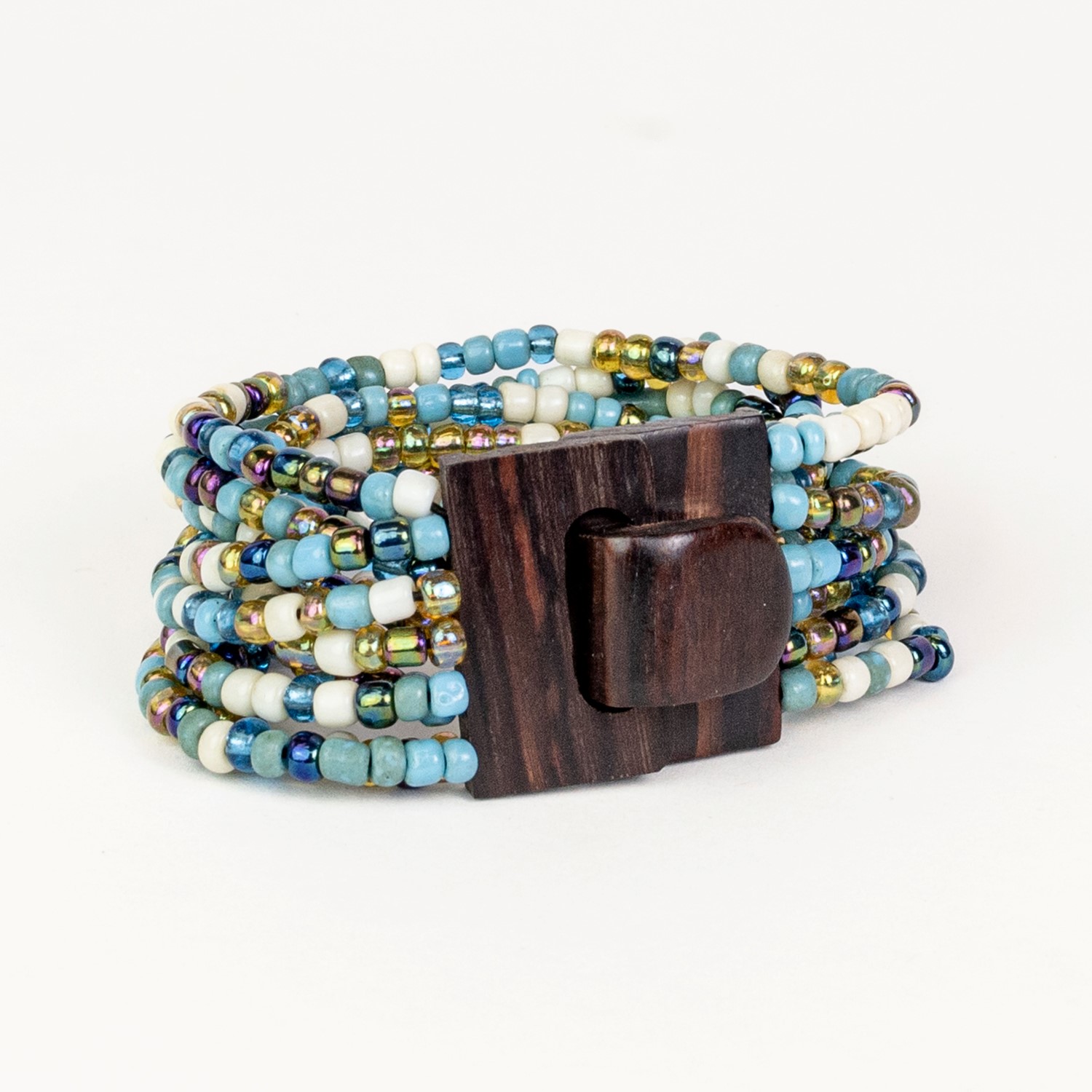 Bali Glass Bead Mini Wood Buckle Bracelet 30364