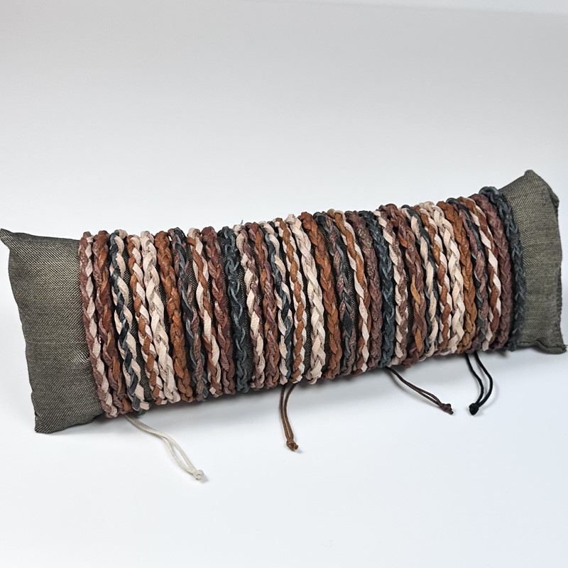 Small Braid Leather Pull Bracelet Assortment 31330