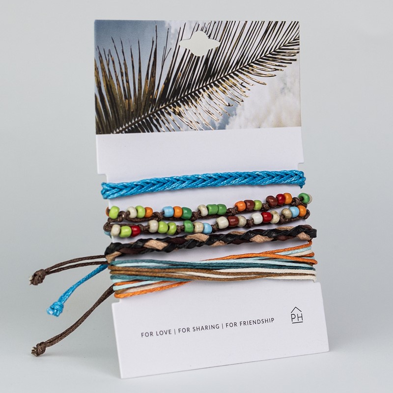 Handmade Color Stack 4-Piece Pull Bracelet Set 31478