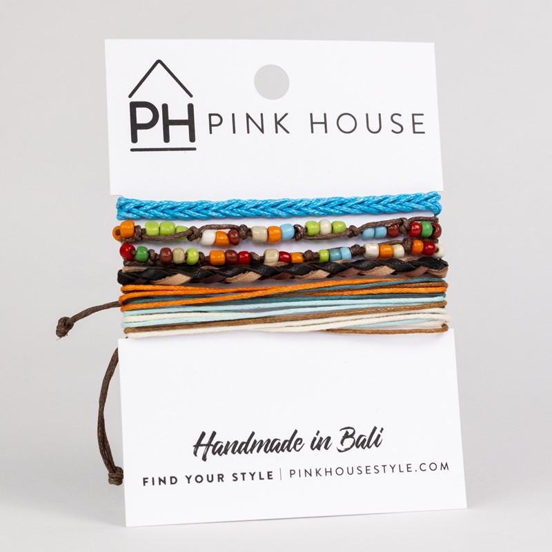 Handmade Color Stack 4-Piece Pull Bracelet Set 32478