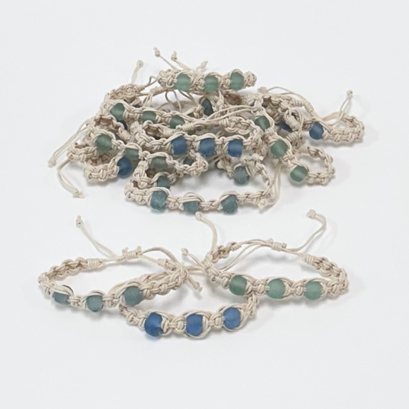 Beach Glass Woven Pull Bracelet Assortment 31436