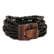 Bali Glass Beads Bracelet with Mini Wood Buckle 30363 View 2