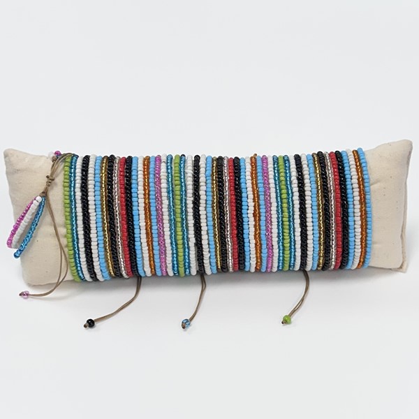 Bali Glass Beads Triple Strand Pull Bracelet Assortment 31503